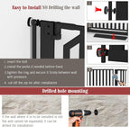 Glaf Extra Tall Pet Gate 63" Pressure Mounted Cat Door Safety Metal Cat Gate Adjustable Width Dog Door Auto-Close Dog Gates for Doorways, Stairs, Kitchen, Hallway (Black, 33.86-37.4")