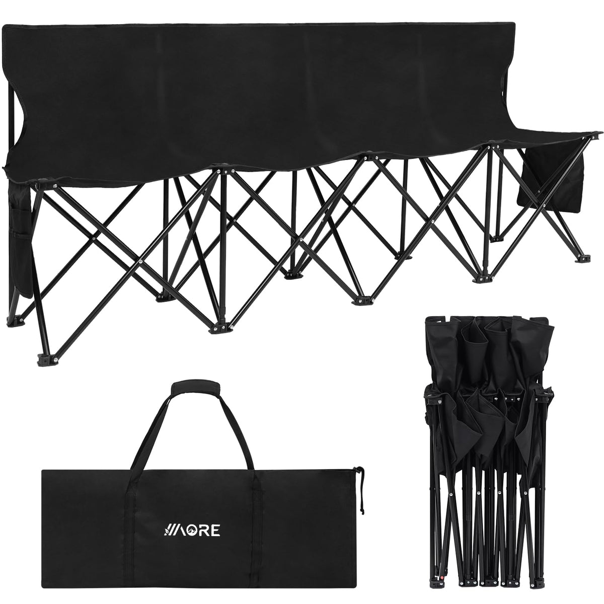 1MORE Folding Bench, Portable Foldable Sideline Bench for Team with Carry Bag