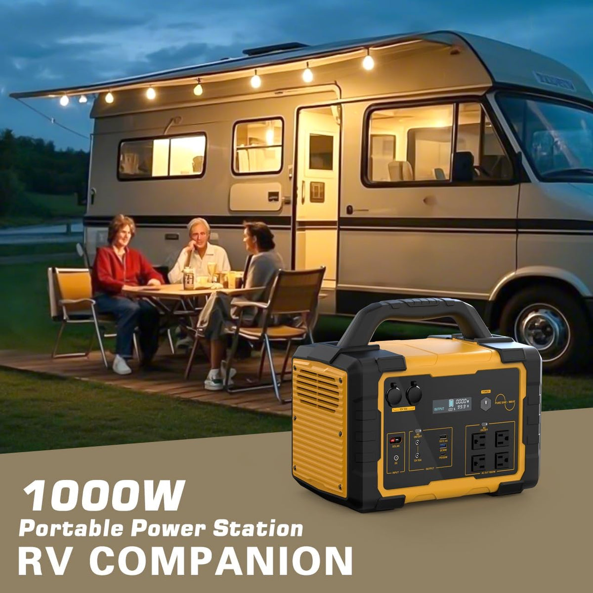 1000W Portable Power Station 1024Wh LiFePO4 for Outdoor & Home