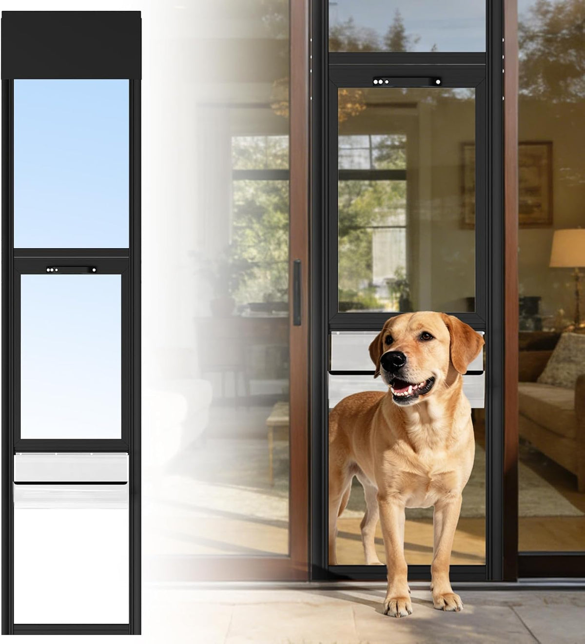 DoCred Dog Door for Sliding Glass Door, 74 13/16" to 80 11/16"
