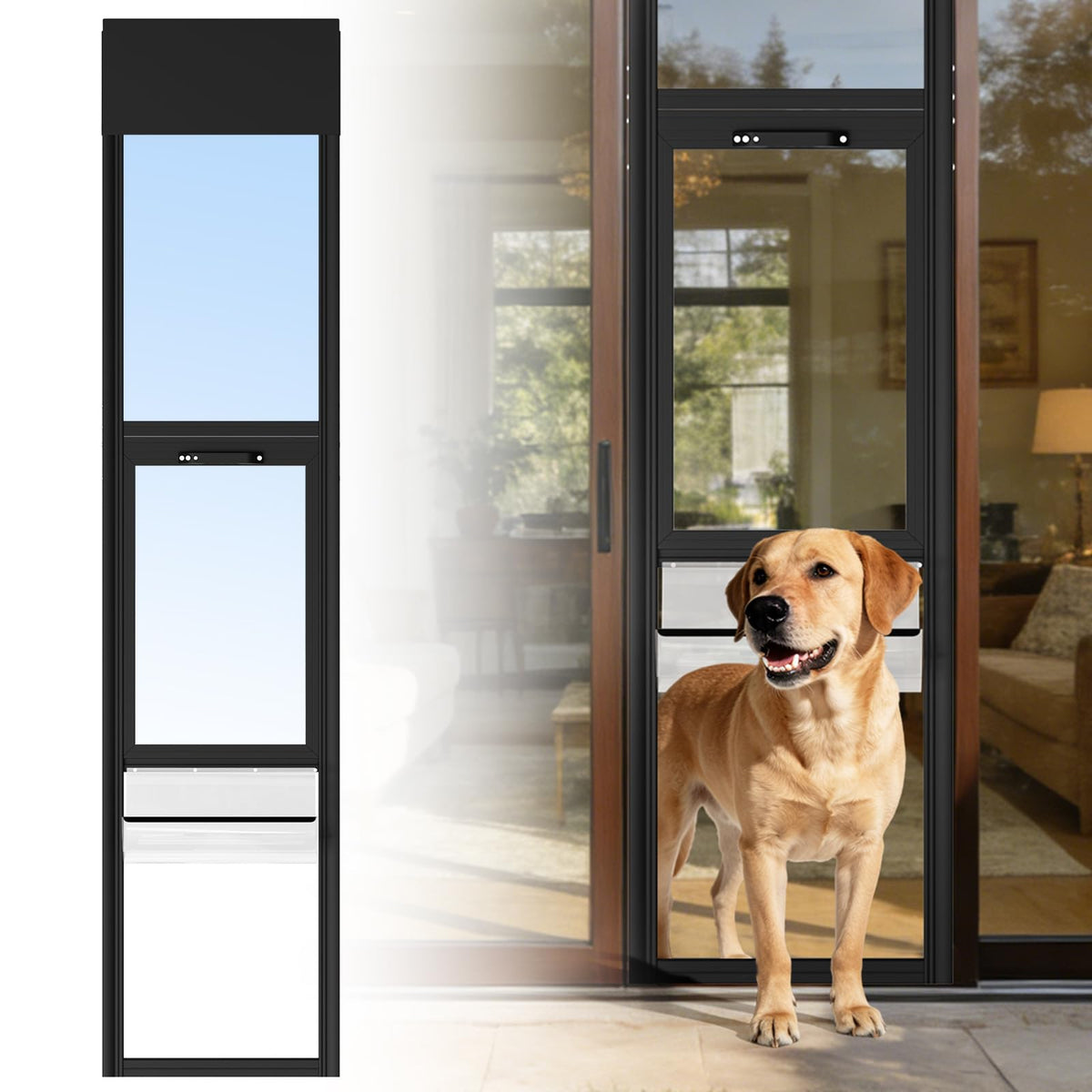 Dog Door for Sliding Glass Door,Adjustable Height 74 13/16" to 80 11/16"