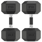HANDBODE Hex Dumbbell Set of 2, Rubber Encased Fixed Dumbbells, 2.5-65 lb
