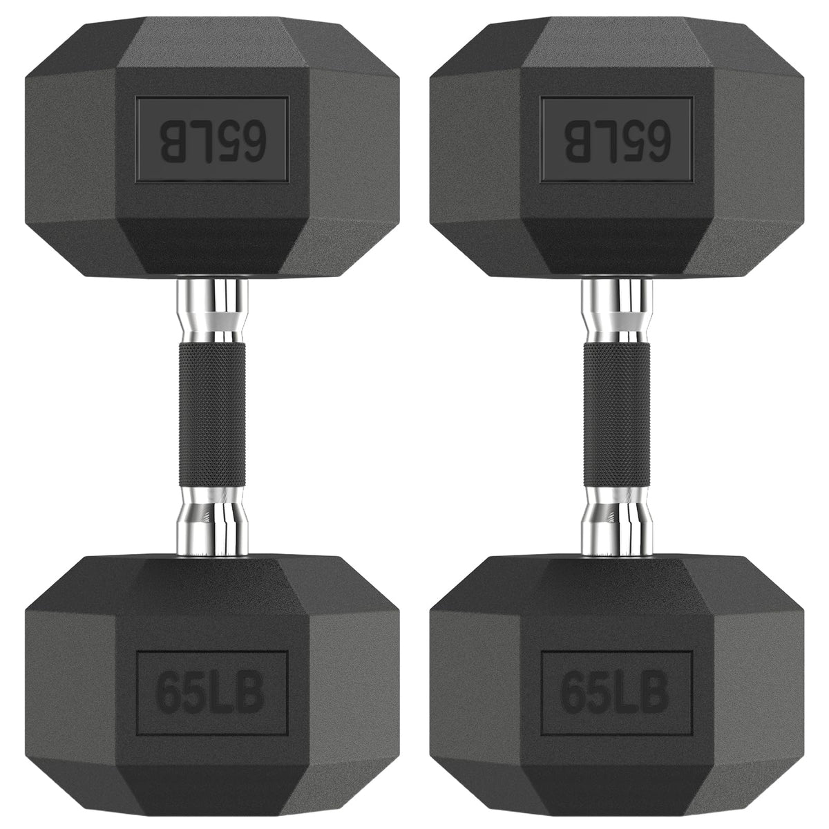HANDBODE Hex Dumbbell Set of 2, Rubber Encased Fixed Dumbbells, 2.5-65 lb