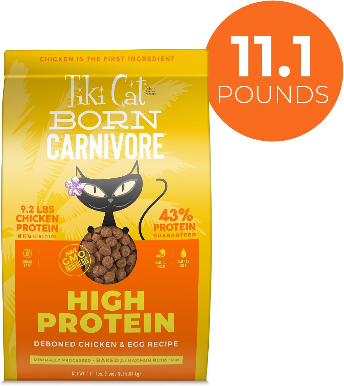 Tiki Cat Born Carnivore Dry Cat Food, Deboned Chicken & Egg, 11.1 lb Bag