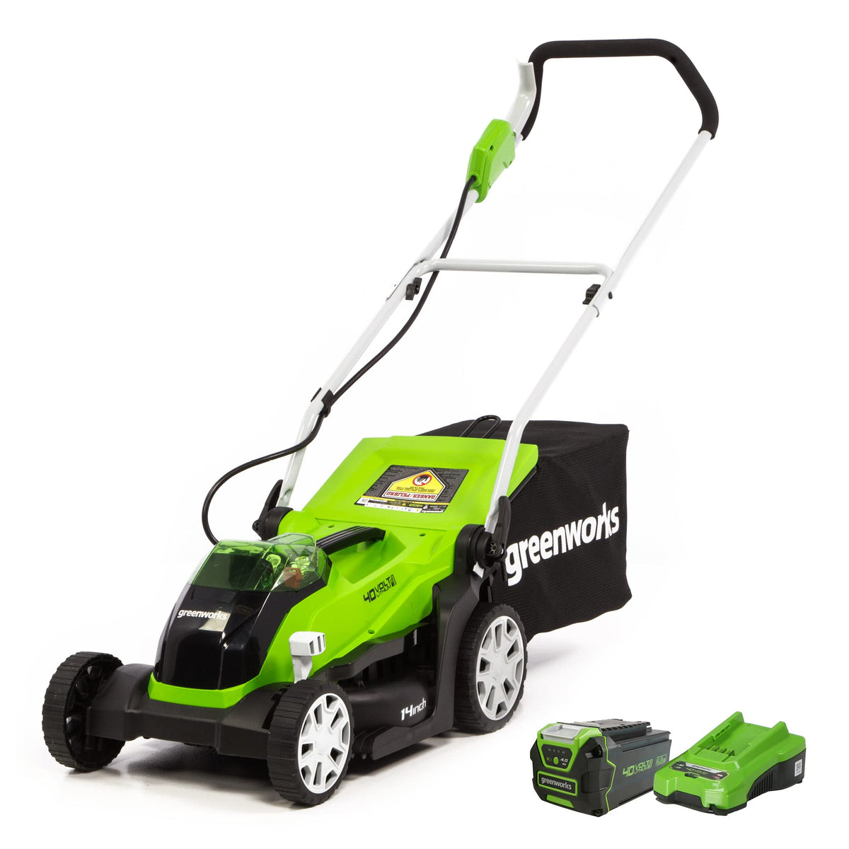 Greenworks 40V 16in Push Lawn Mower, 4.0 Ah Battery and Charger