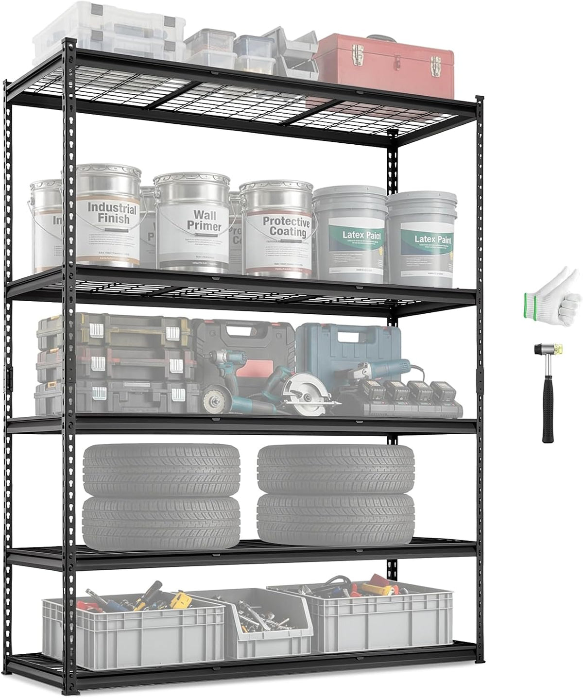 VEVOR Storage Shelving Unit 5-Tier Adjustable 2000 lbs Capacity 60"x24"x78"