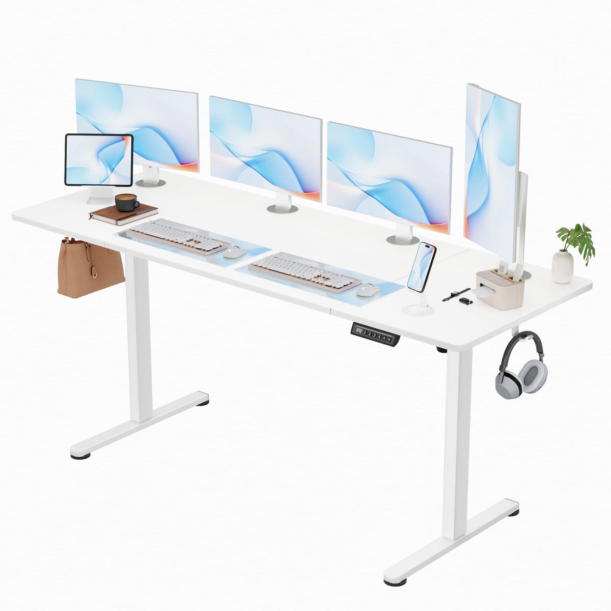 Furmax 45 Inches Electric Standing Desk, Home Office Desk with Phone Holder