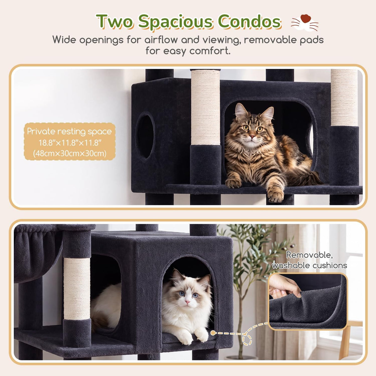 Globlazer 74in Heavy Duty Cat Tree Tower for Indoor Cats Large Adult, S74