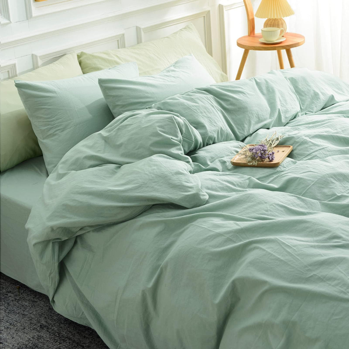 NEXHOME PRO Duvet Cover Set Queen Size Linen Look Textured 100% Washed Cotton Duvet Cover Burgundy Dark Red 3 Pieces Bedding Set with Zipper Closure,Breathable, Soft Organic Natural(No Comforter)