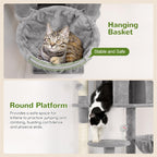 Globlazer Cat Tree Tower for Multiple Adult Cats, 82in, F82, Light Grey