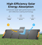 UDPOWER 120W Portable Solar Panel(New Version) for Power Station Generator, 18V Foldable Solar Cell Solar Charger with High-Efficiency Battery Charger for Outdoor Camping Van RV Trip