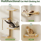 BYBYME 12-PCS Cat Wall Shelves, Pine Climbing System with Space Capsule