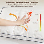 Goose Feather and Down Pillows Queen Size Set of 2, Luxury Bed Pillows