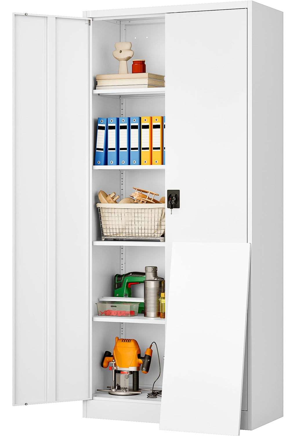 SISESOL 75" Tall Metal Storage Cabinet with Wheels,Rolling Garage Storage Cabinet with Lock,Black Metal Cabinets with Wheels and Shelves,Deep Heavy Duty Tool Locker for Garage,Home,Office,Shop