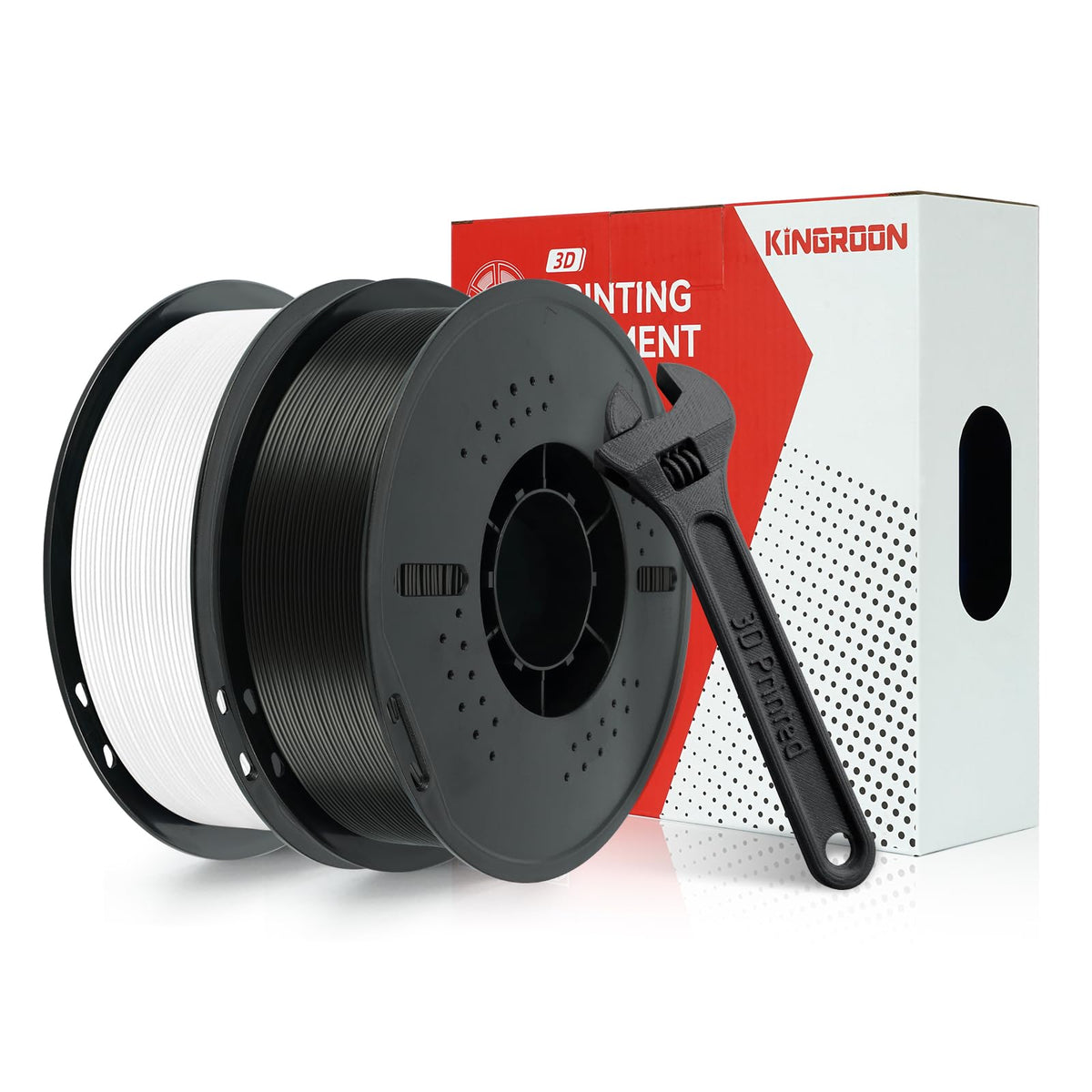Kingroon PETG 3D Printer Filament, 10 Rolls, Dimensional Accuracy +/- 0.03 mm, 1kg Spool(2.2lbs), 1.75 mm，10KG Ten Colors Black White Grey Red Blue Green Yellow Orange Transparent Silver