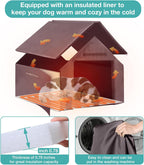 Dog House Outdoor, Insulated Dog Kennel Outside for Large Breed, 50.87" L Weatherproof Large Dog Shelter with Anti-Chewing Iron Frame (Grey-H, 45" D x 32.9" W x 32.6" H)