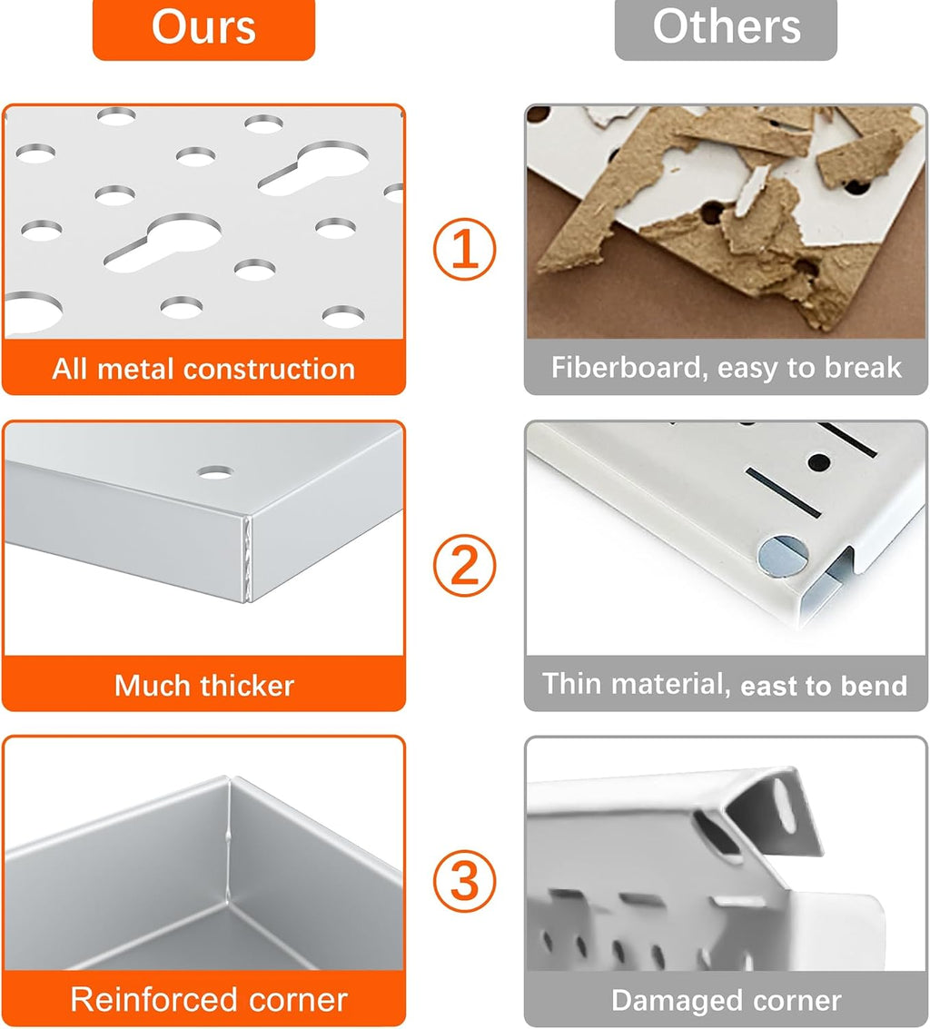 TORACK Pegboard Wall Organizer Kit 48x24 in, Garage Metal Tool Pegboard