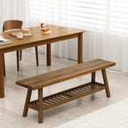 HOKYHOKY Reclaimed Solid Wood Bench-55 Entryway Bench with Storage Shelf