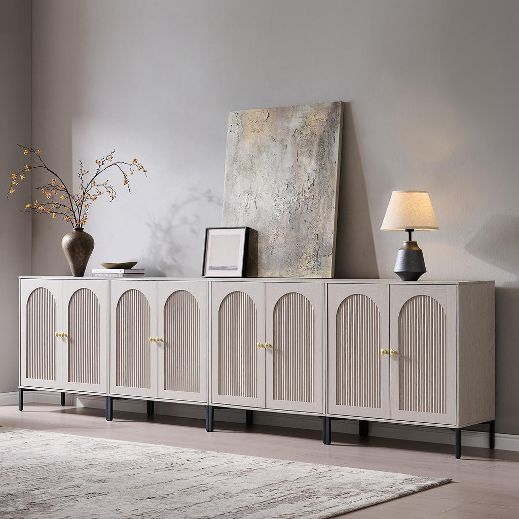 IFGET 61.75" W Modern Arched Sideboard Buffet Cabinet with Storage, Natural