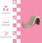 CSR1013D Kona 27" Modern Cardboard Double-Sided Wave Cat Scratcher with Catnip, Pattern Party