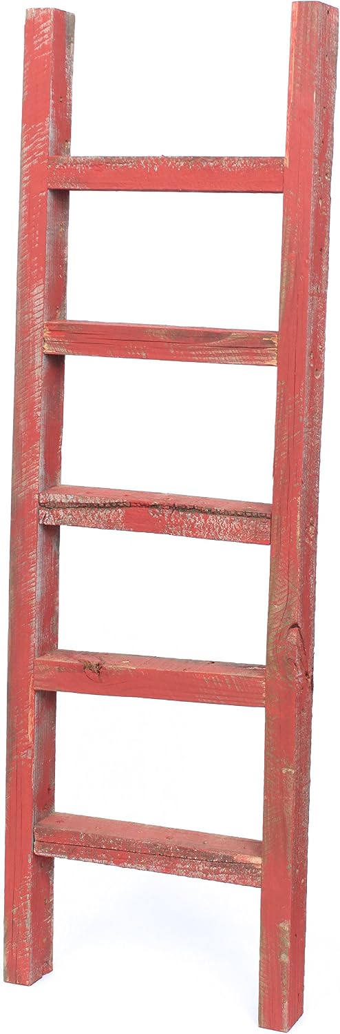 BARNWOODUSA 5 FT Decorative Ladder, Reclaimed Wood Ladder - Smoky Black