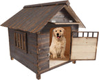 Wooden Dog House, Medium Dogs Outdoor & Indoor Dog House with Weatherproof Sealer, with Double Window for Beagle, Poodle, Cocker – 30.31 x 34.65 x 31.89 in