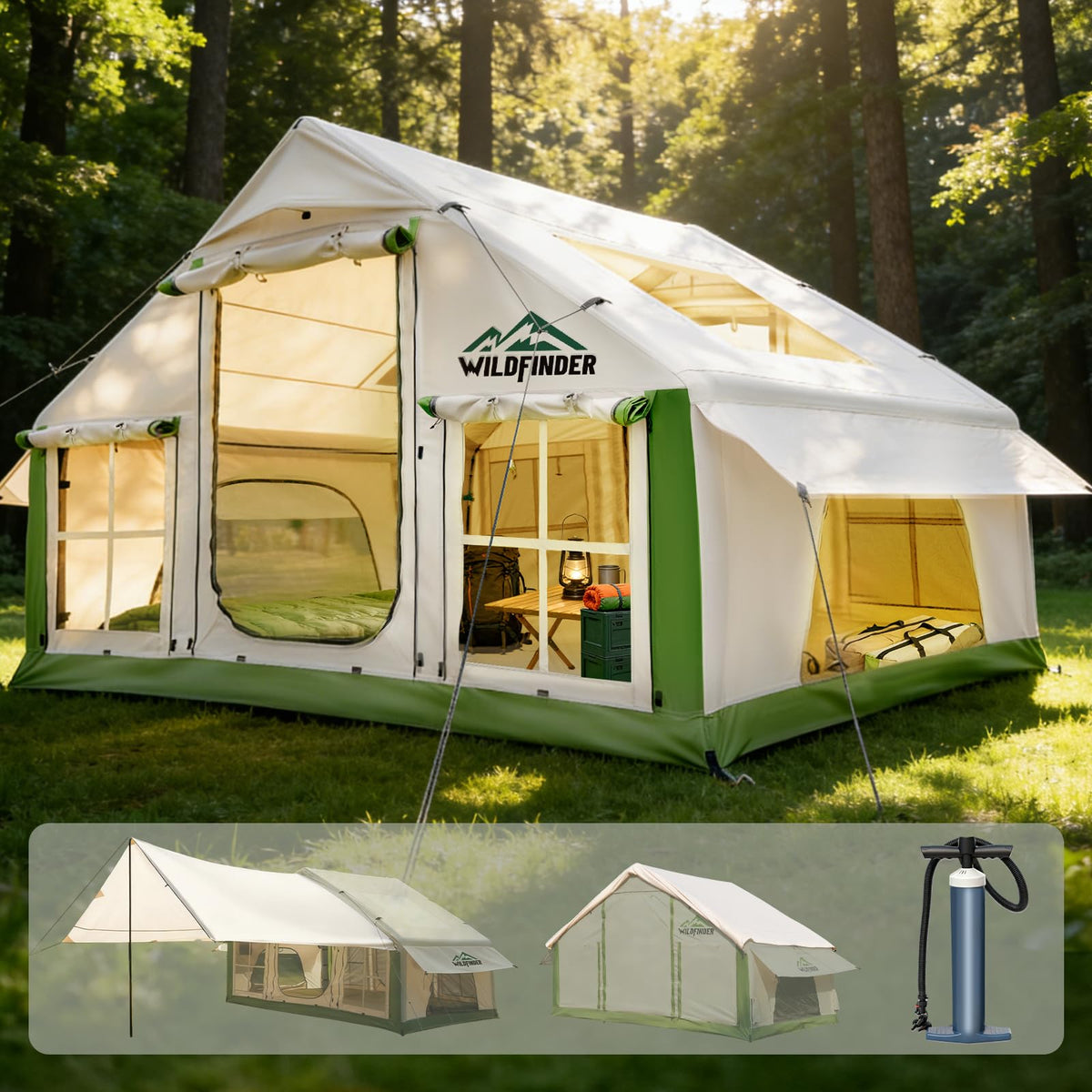 Inflatable Tent with Skylight & Stove Jack,Blow Up Tents, Hot Tent