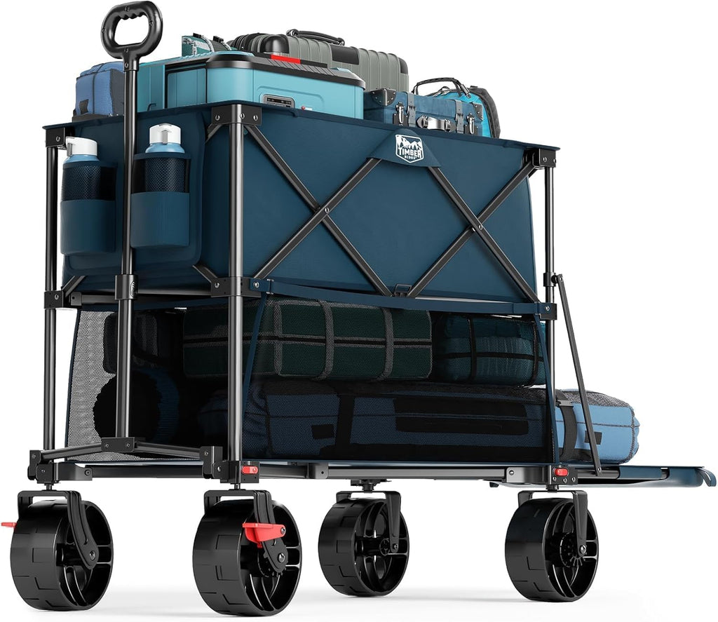 TIMBER RIDGE 400L Folding Double Decker Wagon with Brakes, 54" Extra Long