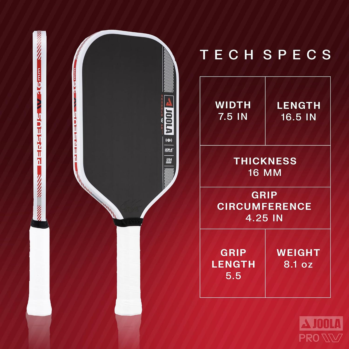 JOOLA Pro IV Pickleball Paddles – Raw Carbon Fiber Surface – Perseus, Hyperion, Scorpeus & Magnus Shapes – 14mm/16mm – Tech Flex Power – Propulsion Core – Wide or Elongated – UPA-A and USAP Approved