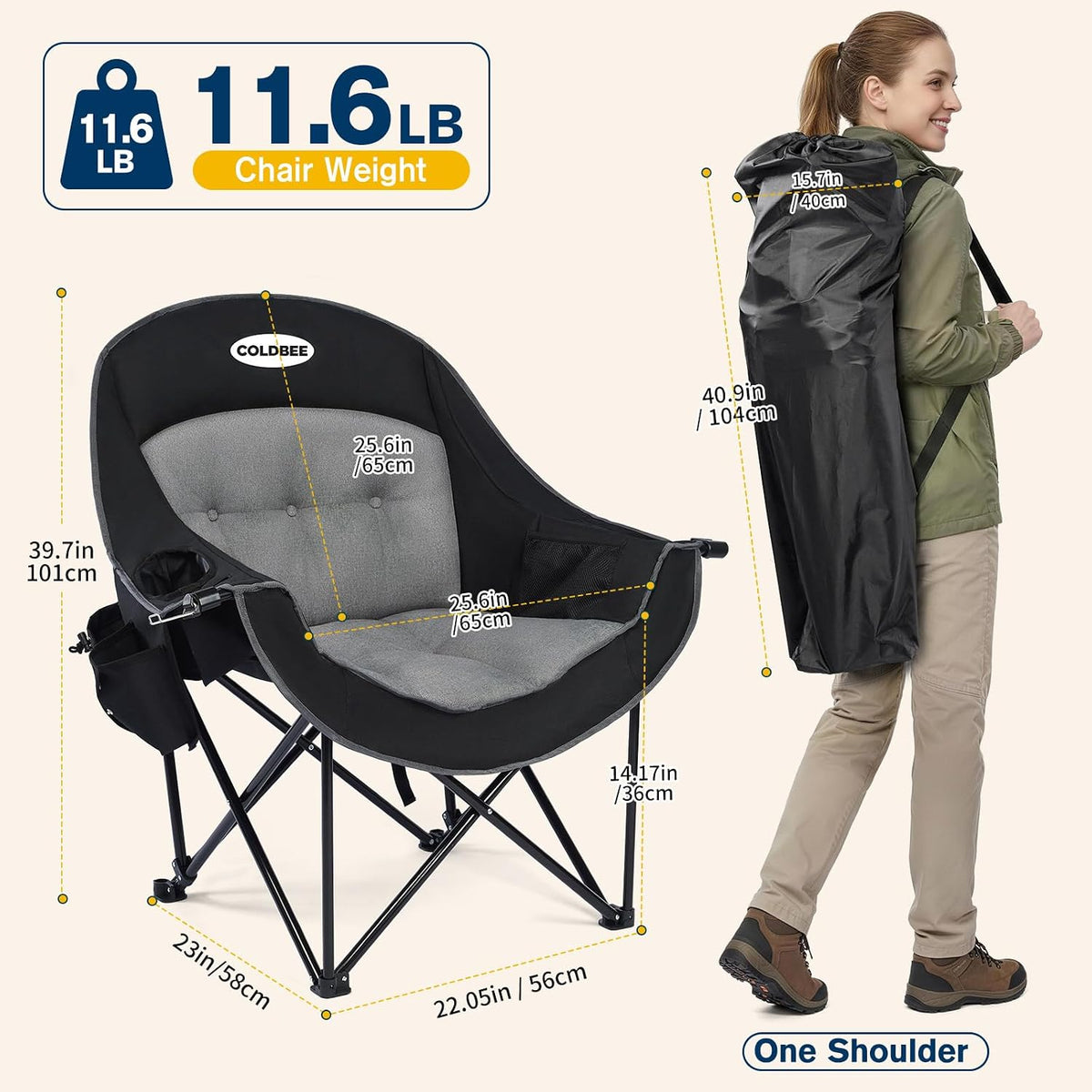 Oversized Camping Chairs for Adults - Heavy Duty Padded Outdoor Camp Chair