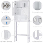 Spirich Bathroom Over the Toilet Storage Cabinet with Glass Doors, White