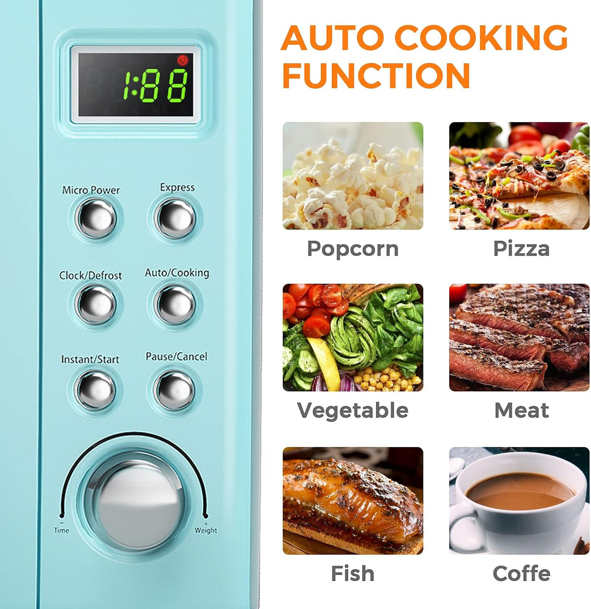 0.7Cu.ft Mini Microwave Countertop w/ 5 Micro Power, 700W