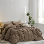 MooMee Upgraded Softer Duvet Cover Set 100% Washed Cotton Twill King
