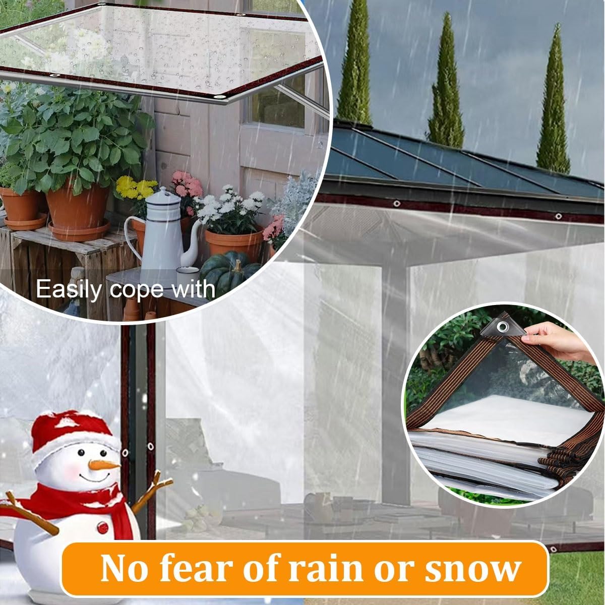 Clear Waterproof Tarps Heavy Duty, Covers Outdoor Clear Tarp Curtain, Water-proof Vinyl Material, Good Light Transmission, For Patio, Porch And Outdoor, Greenhouse Balcony Garden(LxW 8x9m/26.2x29.5ft)