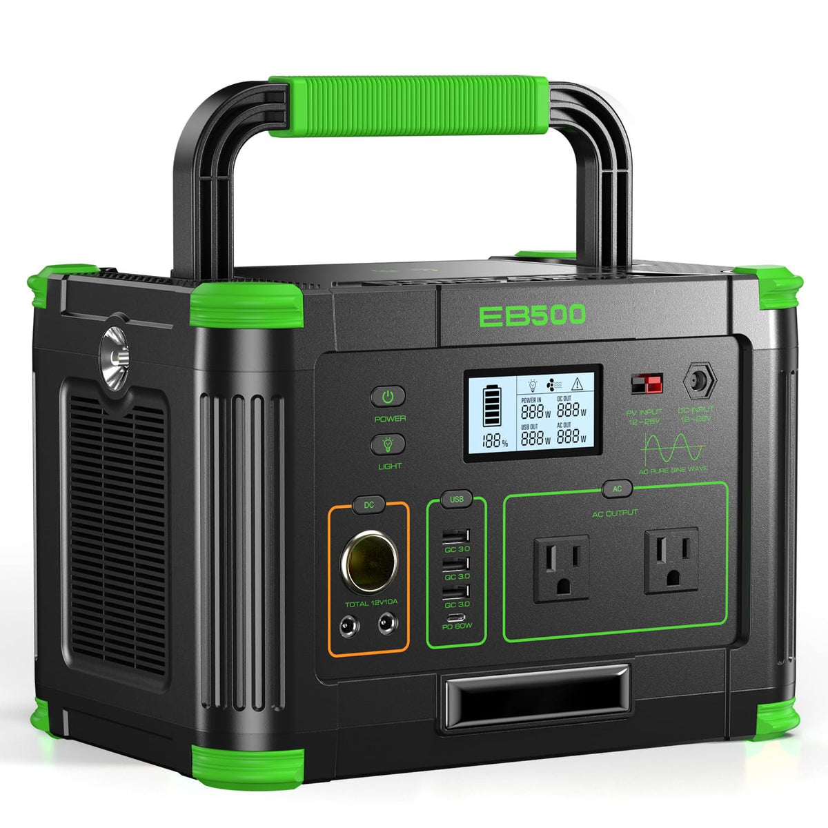GRECELL 999Wh Solar Generator 1000W Portable Power Station for Outdoor