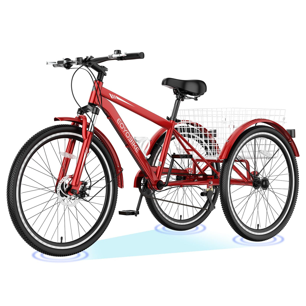 ABORON Adults Tricycle, 3 Wheels Bike for Adult, Tricycle for Adults, Double-Wall Wheel Rims, Tricycle for Women Men Exercise Outdoor Sports