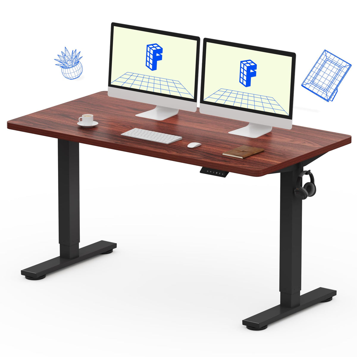FLEXISPOT EN1 One-Piece Standing Desk, Electric Adjustable with 4 Memory Presets, 176 LBS Capacity, Stable & Quiet, Seamless Desktop for Home Office & Dual Monitors, 48"x24" Maple(White Frame)