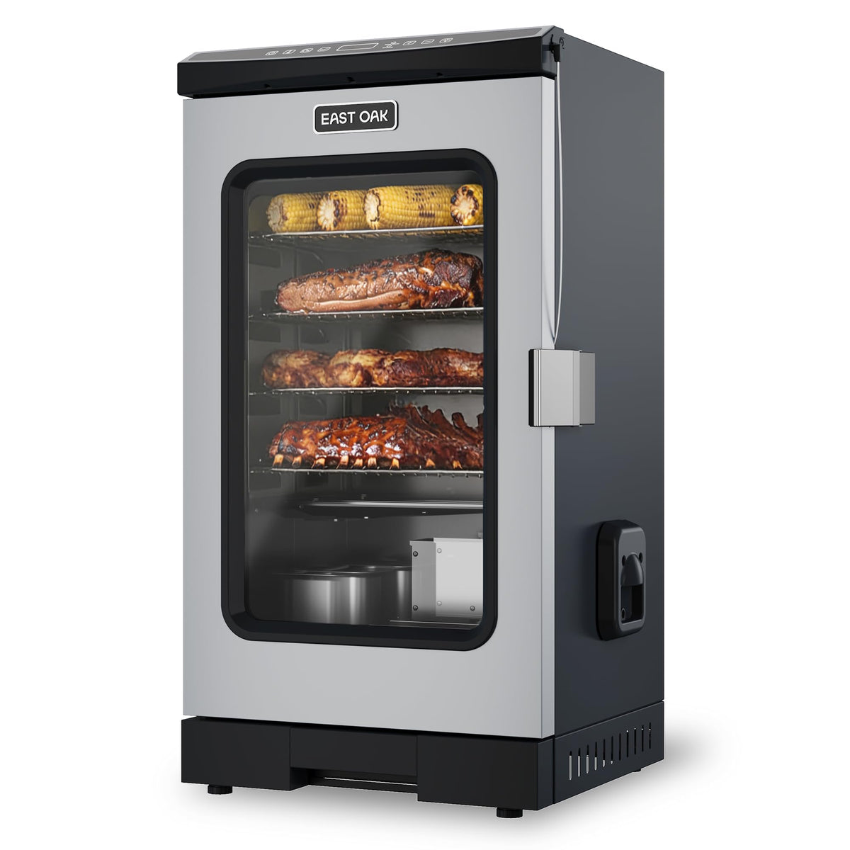 EAST OAK 30" Electric Smoker for Outdoors | Built-in Meat Probe & Clear Viewing Window | Side Chip Loader for 6x Longer Uninterrupted Smoking | 725 sq in Cooking Area for Bigger Batches, Mist Black