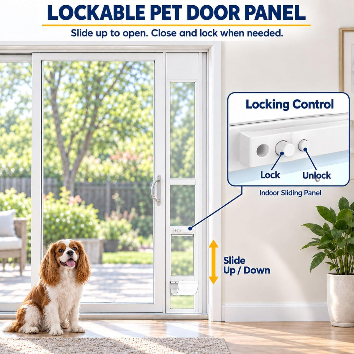 Dog Door for Sliding Glass Door,Adjustable Height 74 13/16" to 80 11/16"