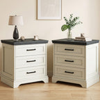 DUMOS Farmhouse Nightstand with Built-in Charging Station & USB Ports