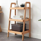 HRVEOCEI 17.72” Small Bookshelf, 3 Tier Ladder Shelf, Wood Side Shelf for Living Room Bathroom Bedroom, Oak, Mini, Vintage, Portable, Easy Assembly, Double Stability (Walnut)