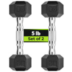 HANDBODE Hex Dumbbell Set of 2, Rubber Encased Fixed Dumbbells, 2.5-65 lb