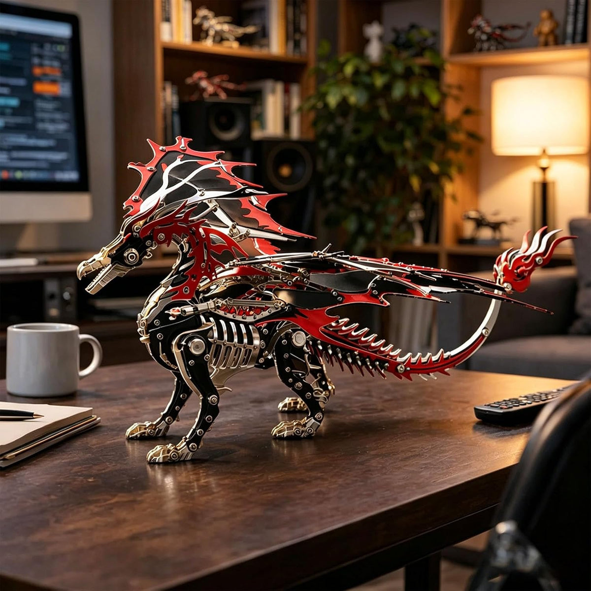 Mechanical Fire Dragon 3D Metal Model Kit – Steampunk Metal Puzzle for Adults, DIY Craft Building Set, Mechanical Dragon Model for Display
