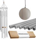 Wind Chimes for Outside and Inside – 44 inch – 528hz Solfeggio Healing Tones - Silver