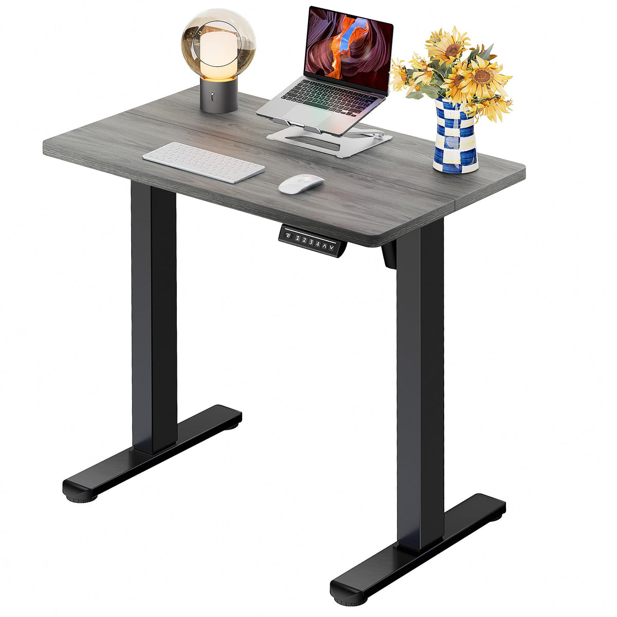 ErGear Height Adjustable Electric Standing Desk, 48 x 24 Inches Sit Stand up Desk, Memory Computer Home Office Desk, Vintage Brown