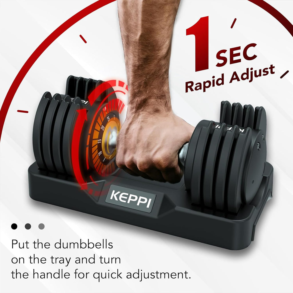Keppi Adjustable Dumbbells Set of 2, Quick Adjust Weights for Home