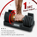 Keppi Adjustable Dumbbells Set of 2, Quick Adjust Weights for Home