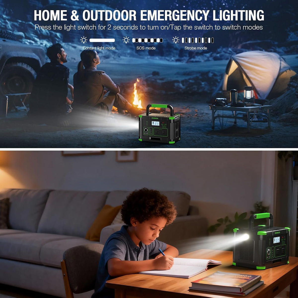 Portable Power Station 500W (Peak 1000W), 519.48Wh Solar Generator Power