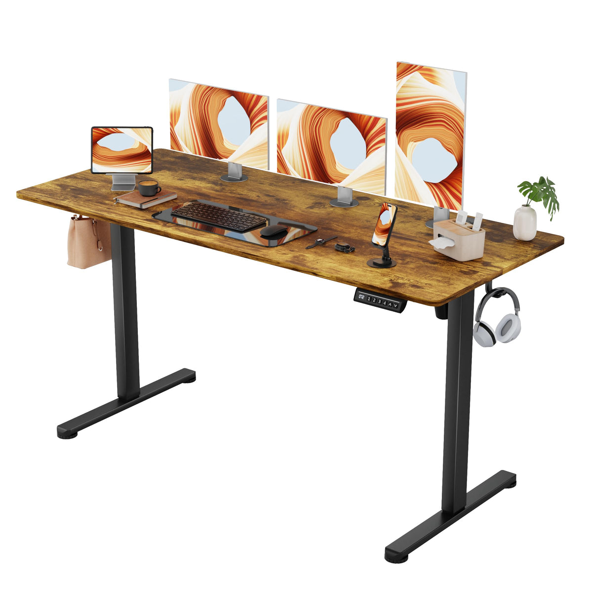 Furmax 45 Inches Electric Standing Desk, Home Office Desk with Phone Holder
