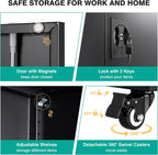 SISESOL 75" Tall Metal Storage Cabinet with Wheels,Rolling Garage Storage Cabinet with Lock,Black Metal Cabinets with Wheels and Shelves,Deep Heavy Duty Tool Locker for Garage,Home,Office,Shop